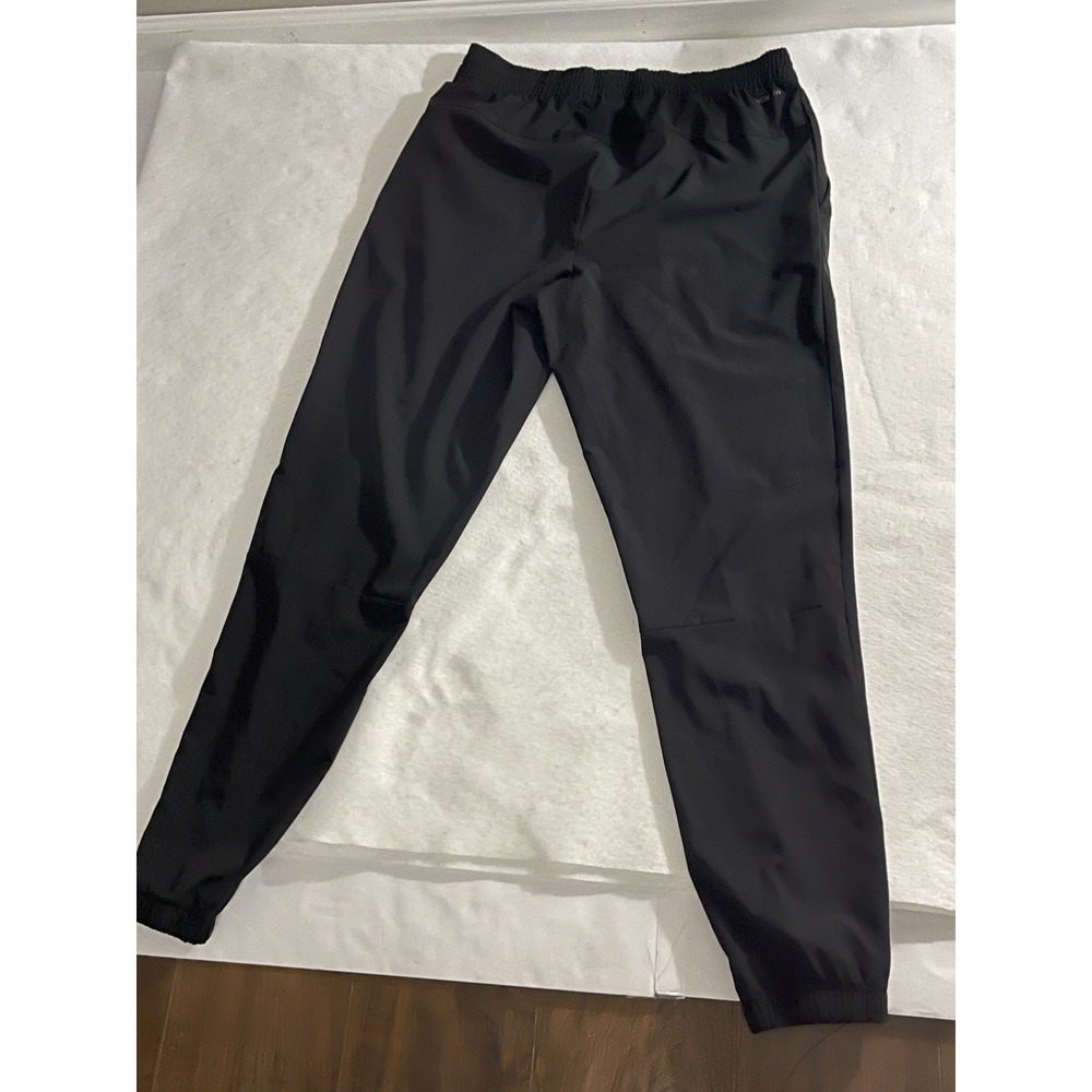Men's Black Jogger Pants Size Medium Stretch Athletic Zip Pockets Casual Wear - Picture 2 of 4